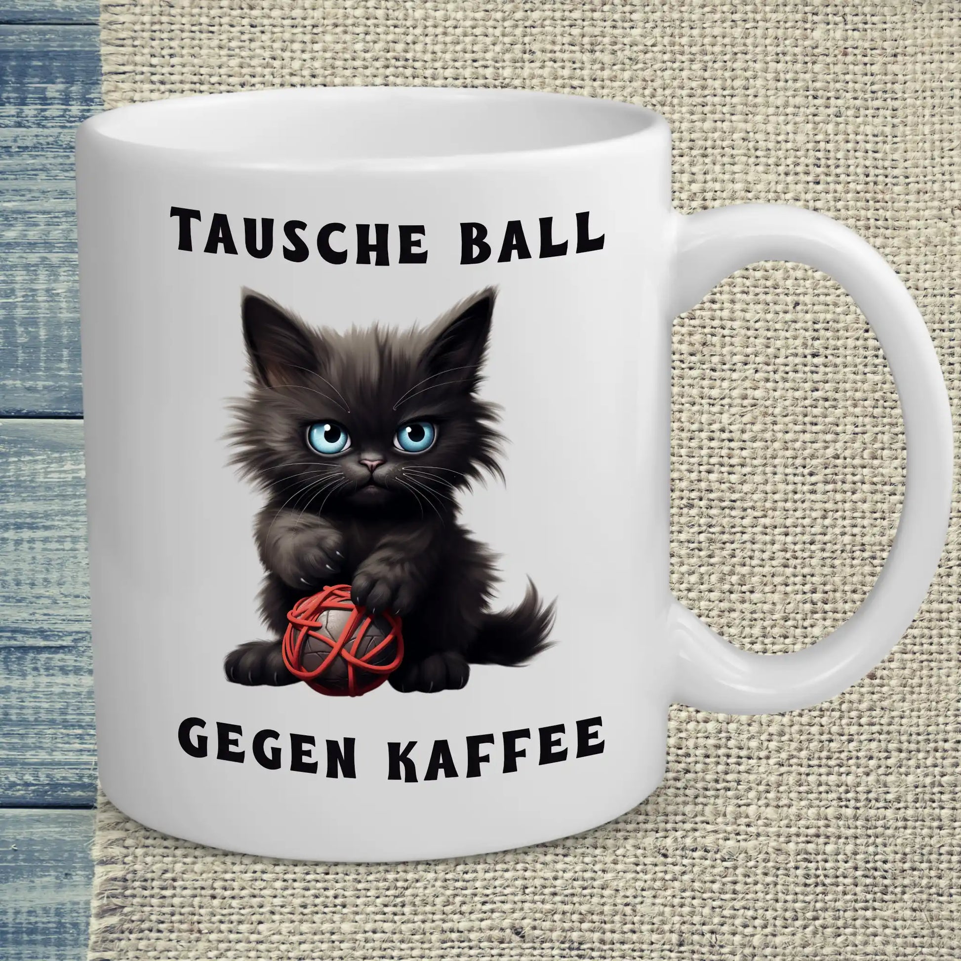 Tasse 325ml - Tausche Ball gegen Kaffee - Katze & Kaffee