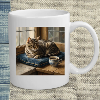 Tasse 325ml - Vermeer Cat - Katze & Kaffee, Kunst