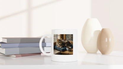Tasse 325ml - Vermeer Cat - Katze & Kaffee, Kunst