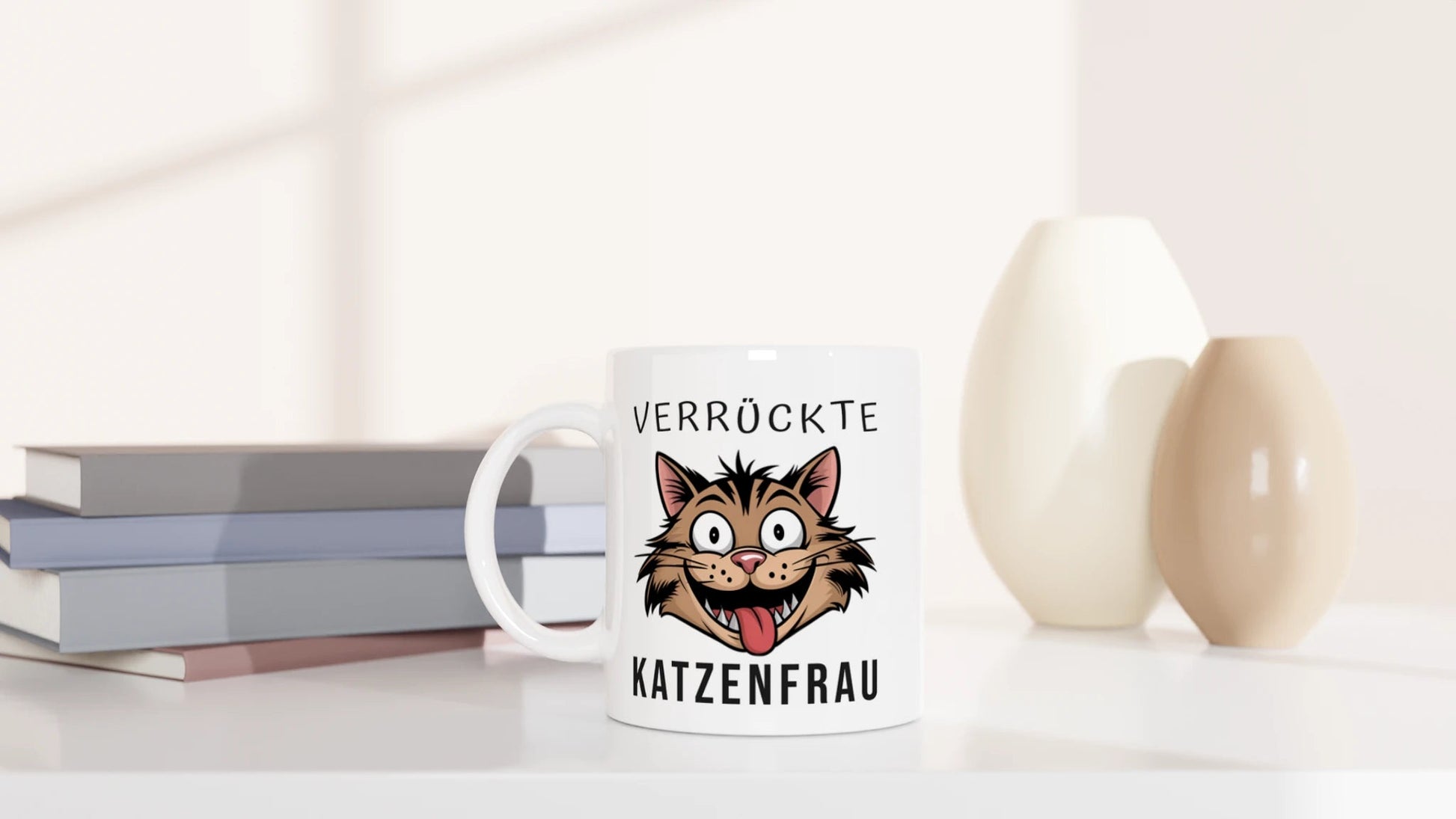 Tasse 325ml - Verrückte Katzenfrau - Kaffee, Cat Lady