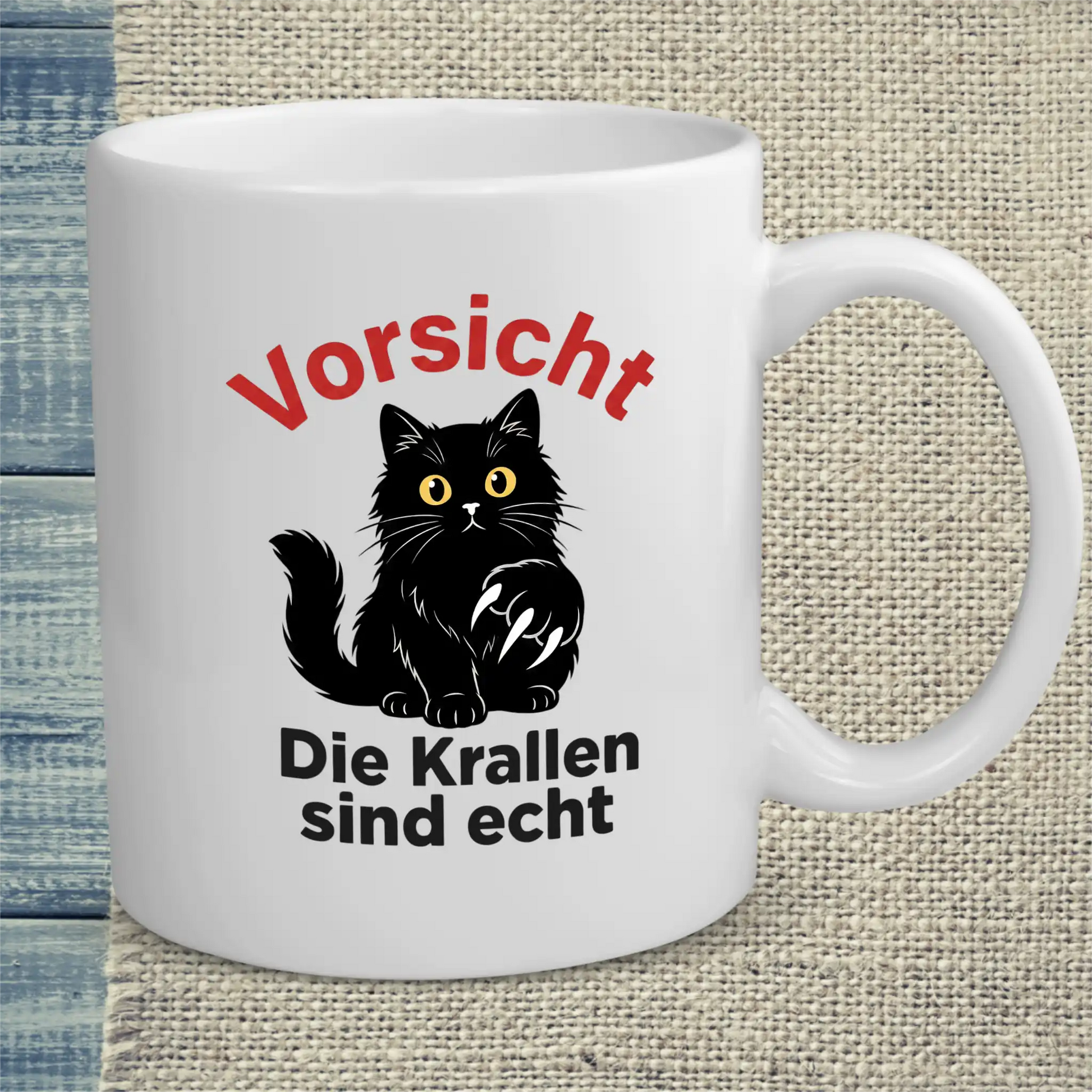 Tasse 325ml - Vorsicht. Die Krallen sind echt. - Katze