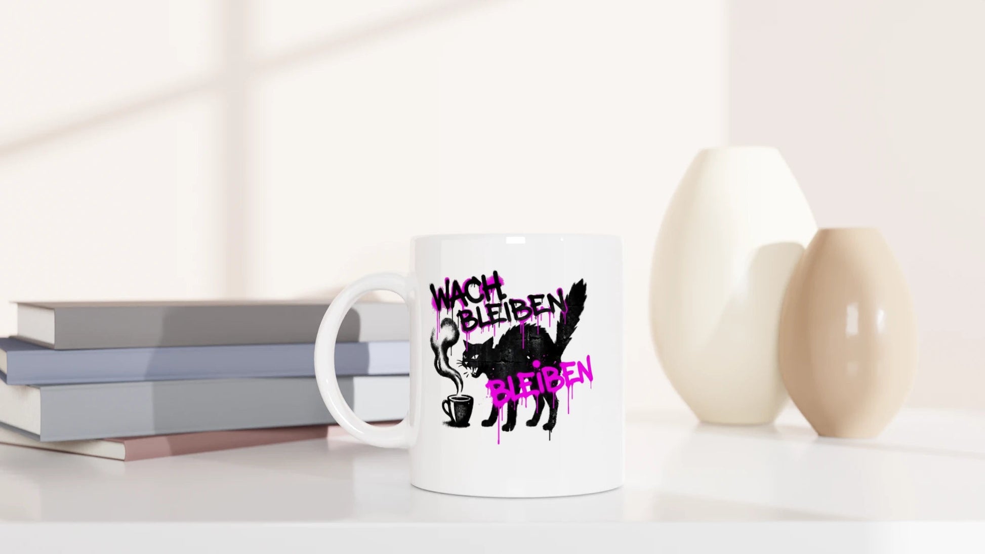 Tasse 325ml - Wach bleiben - Katze & Kaffee