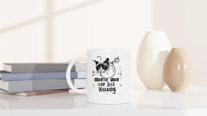 Tasse 325ml - Warte nur auf das Chaos - Katze